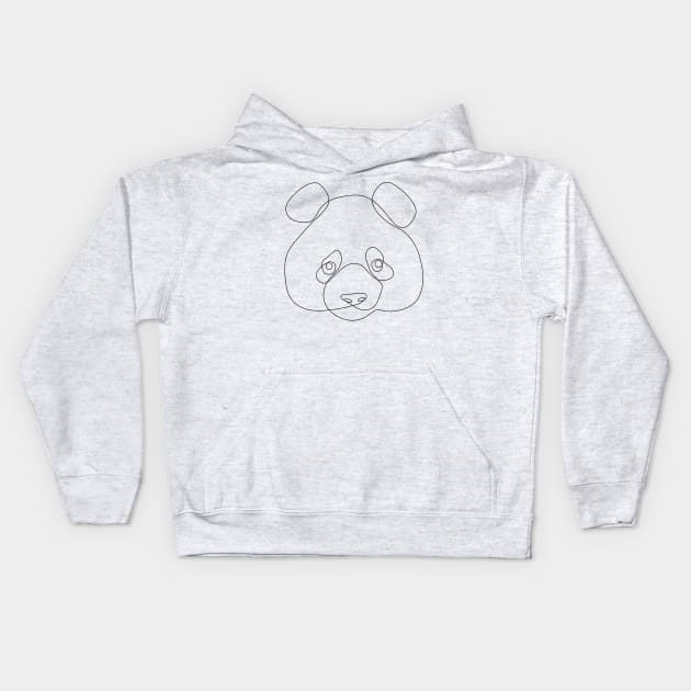 One Line Panda Kids Hoodie by huebucket